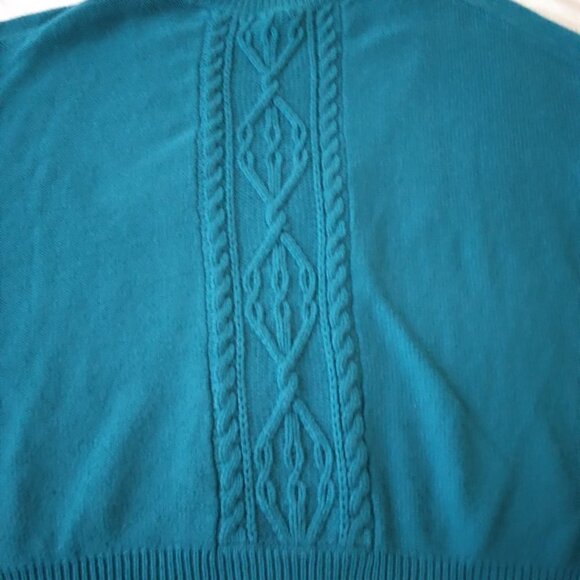 Free People | NWT Oversized Cable Pullover Sweater Teal | Size S - Picture 7 of 16